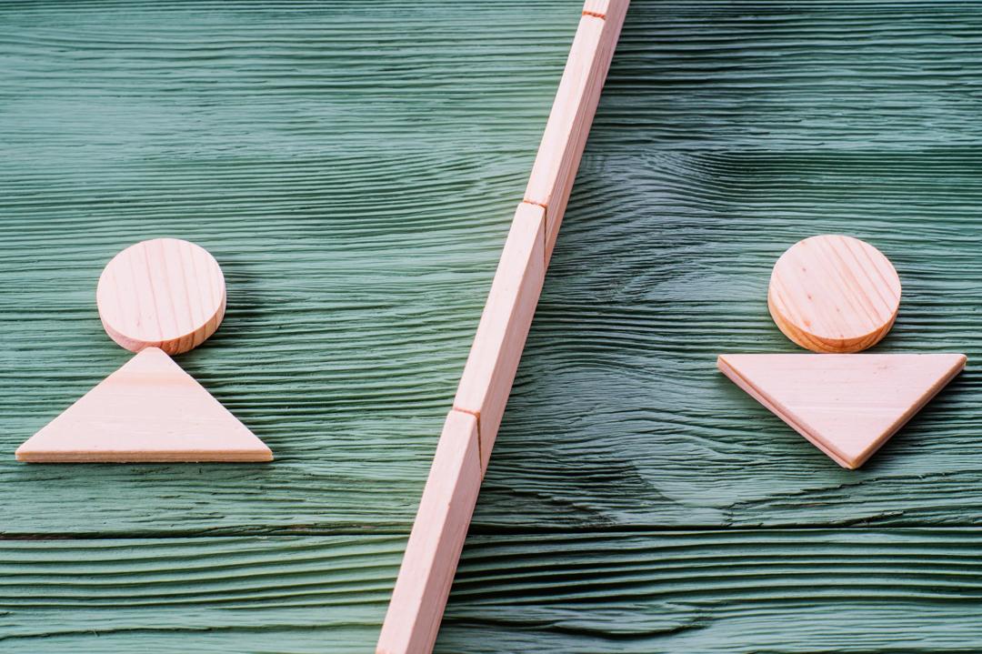 Male and female sign in wood