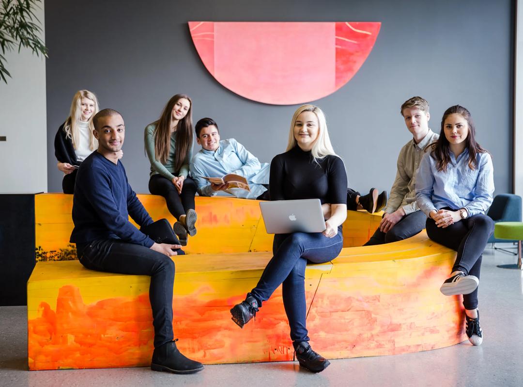 Group of students sitting together at campus Bergen