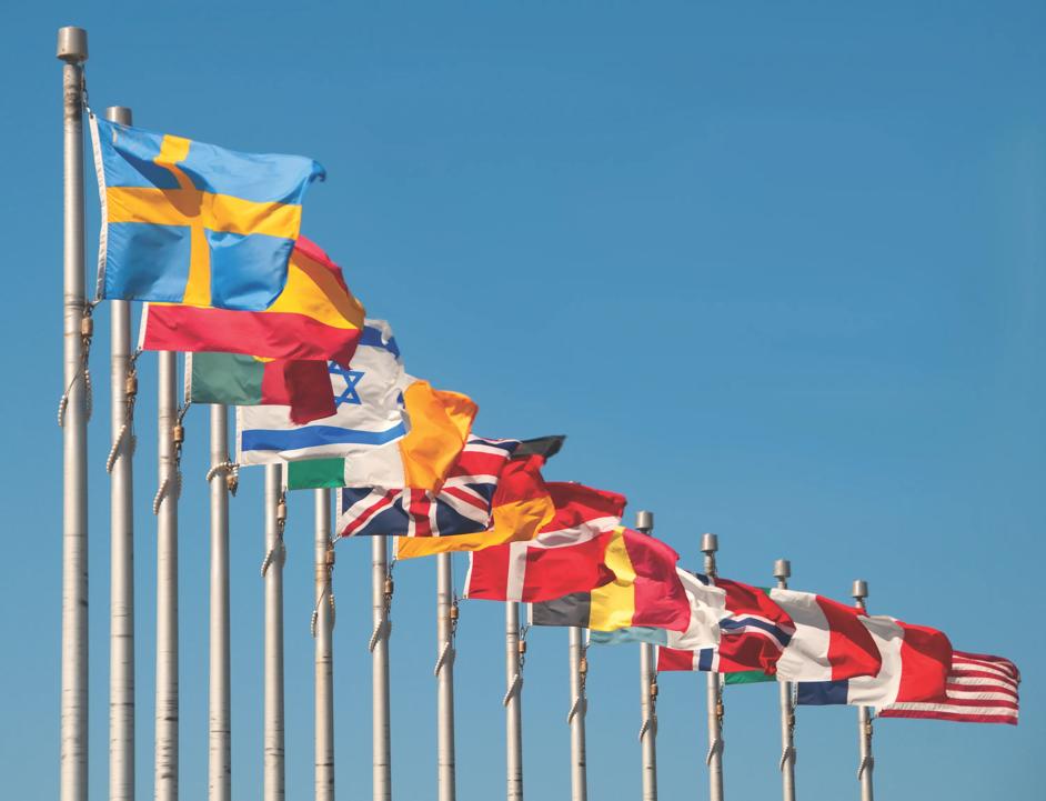 Image of several international flags